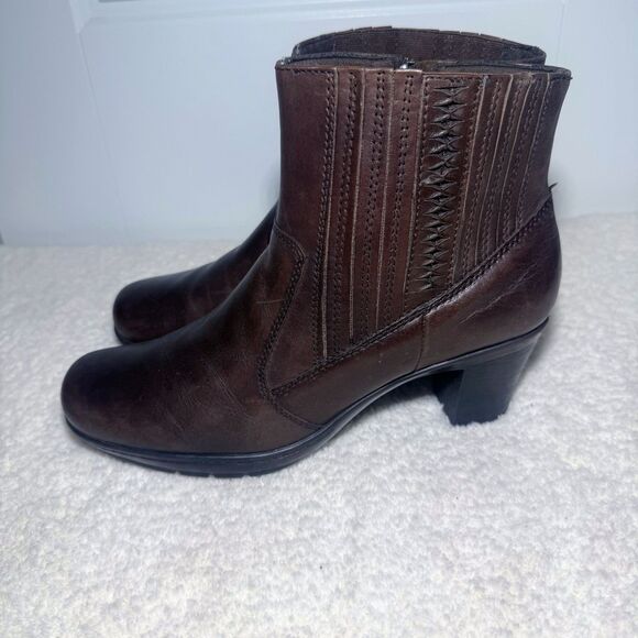 Clarks Bendables Brown Leather Zip Ankle Boots Women's Size 9M Style 83577 - Picture 1 of 9